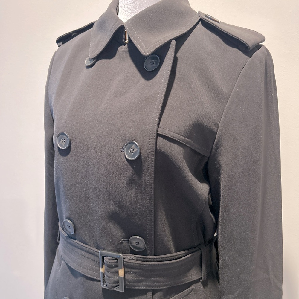 H&M Classic Double Breasted Black Trench Coat - Picture 2 of 6